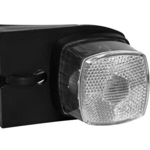 Positionsleuchten Aspöck Squarepoint mit Rückstrahler weiß links, Gummihalter, DC Kabel 0,5 m